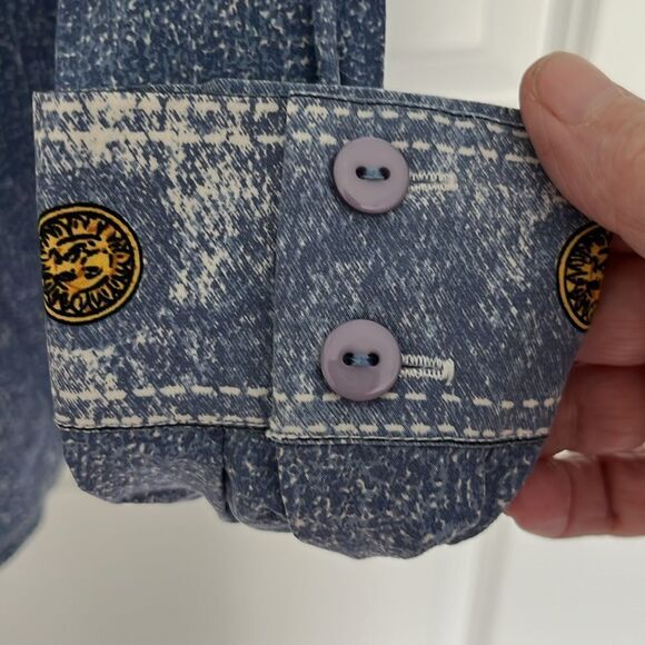 Bloomingdale’s Vintage 100% Silk Lions Head Print Button Down Blouse RARE - Picture 5 of 8